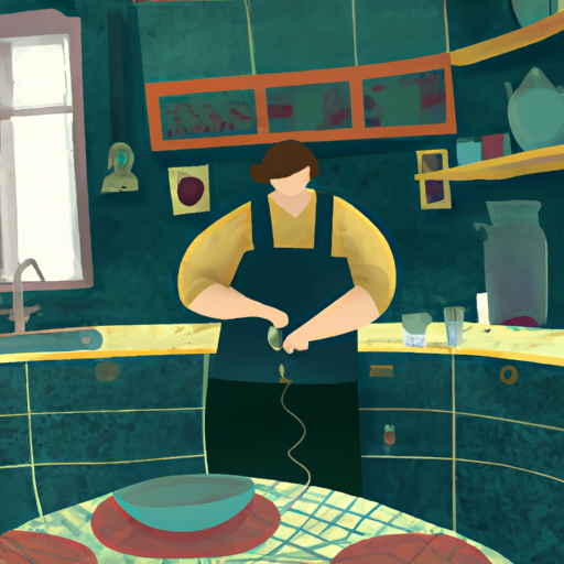 תמונה של אדם מבשל במטבח המצויד במכשירי חשמל שונים
